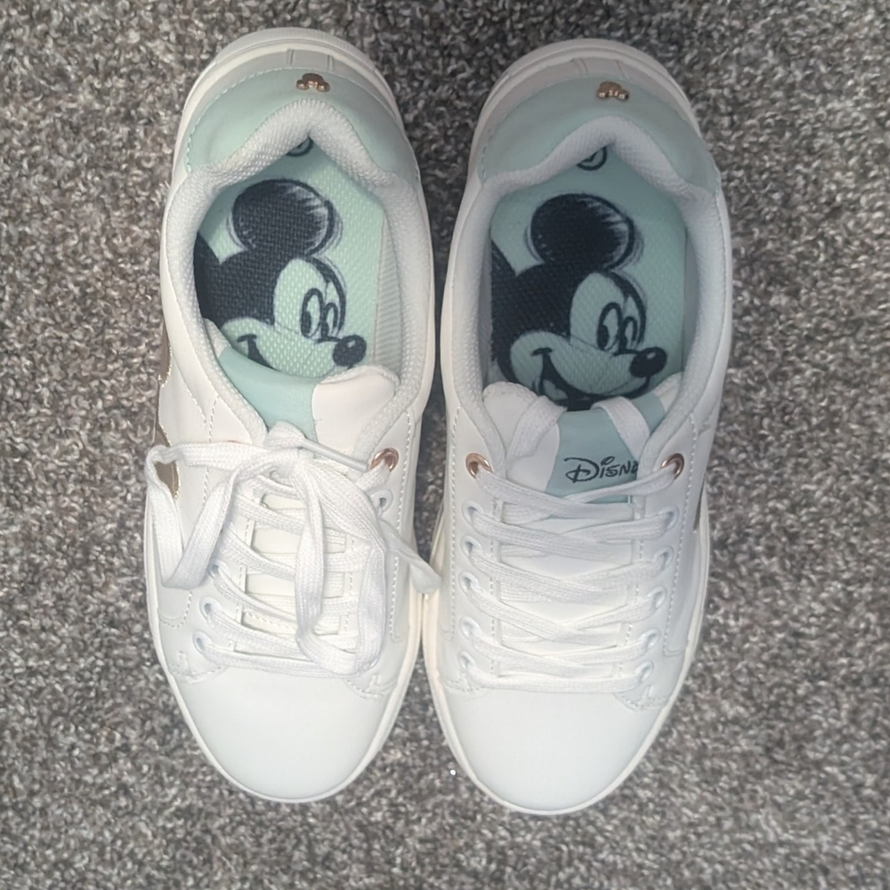 Disney Mickey Mouse White and Gold Women's Sneakers - Picture 5 of 6